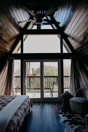 1 bedroom, desk, free WiFi, bed sheets - Stunning, Secluded A-Frame w/ Hammock and Tree Top View (New Braunfels)