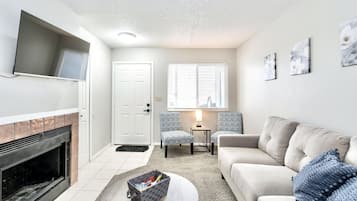 54-inch flat-screen TV with digital channels, TV, streaming services