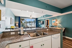 Condo, 1 Bedroom | Private kitchen | Fridge, oven, coffee/tea maker, toaster - Shores Of Panama 314 - 1 Bd+bunks, Sleeps 6. Same Level Parking, Free Fun! 1 Bedroom Condo by RedAwning (Panama City Beach)
