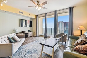 Condo, 1 Bedroom | Living area - Shores of Panama 2026 - 1 Bedroom+Bunks. Res. Parking! 1 Condo by RedAwning (Panama City Beach)