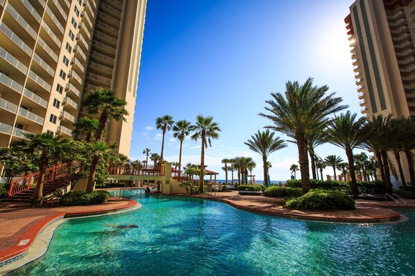 Condo, 1 Bedroom | Pool | Indoor pool, a heated pool - Shores Of Panama 1426 1 Bd+bunk Room, Sleeps 6. Renovated! Sunset View! Free Fun! 1 Bedroom Condo by RedAwning (Panama City Beach)