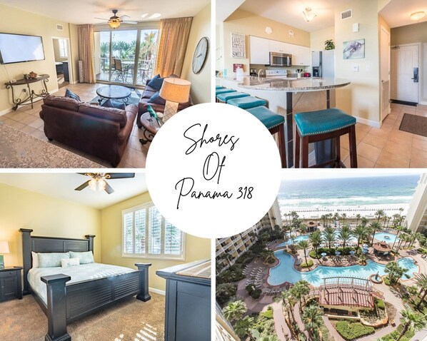 Experience the comfort of home with a living area, fully equipped kitchen, and spacious bedroom, all within steps of the hotel's pool and ocean views.