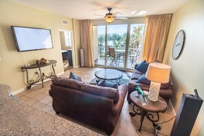 Condo, 2 Bedrooms | Living area - Shores Of Panama 318 - Nice 2bd, Sleeps 8! Great View! Reserved 3rd Floor Parking Space! 2 Bedroom Condo by RedAwning (Panama City Beach)