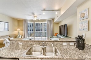 Condo, 1 Bedroom | Private kitchen | Fridge, oven, coffee/tea maker, toaster - Shores of Panama 808- 1 Bedroom+Bunk Room, Free Fun! Updated! Sleeps 6. 1 Condo by RedAwning (Panama City Beach)