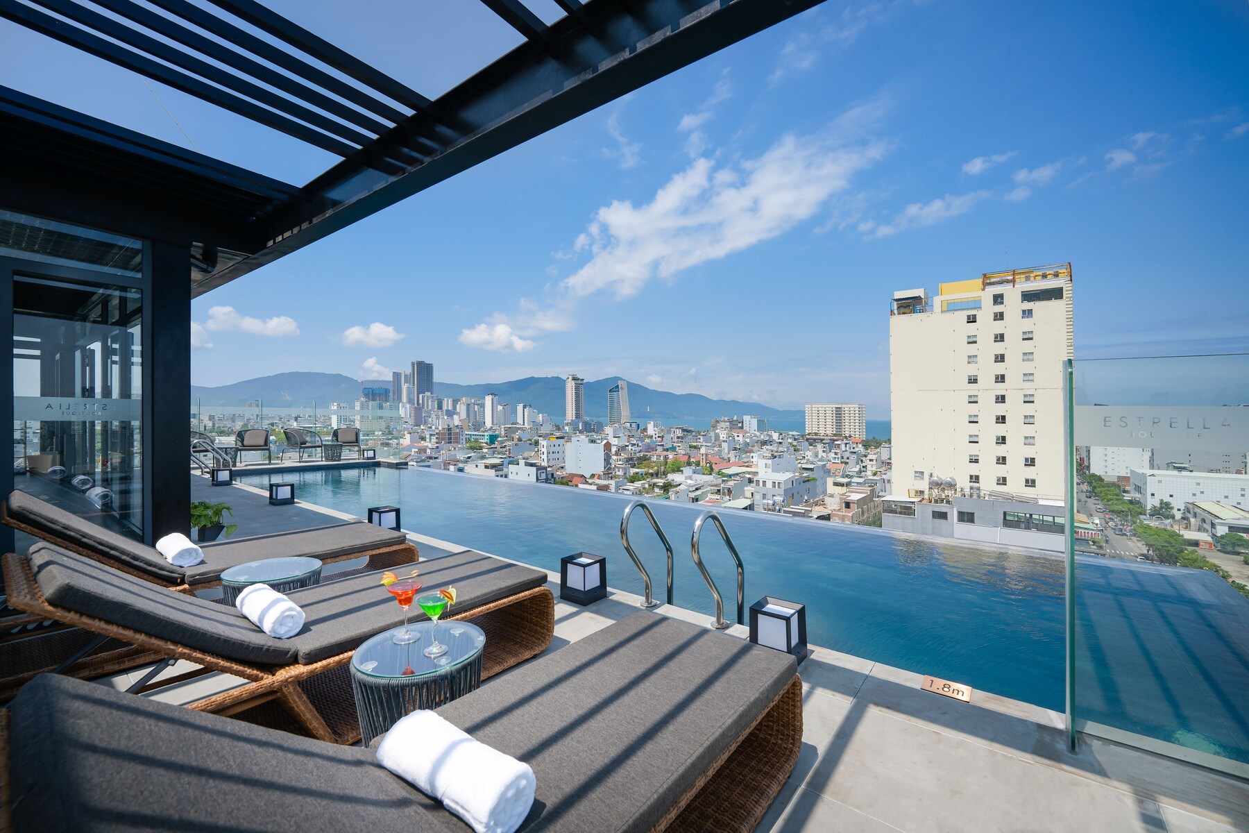 Outdoor pool, sun loungers