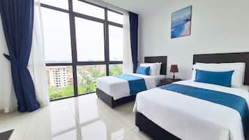 Two-Bedroom Superior Twin | Blackout curtains, iron/ironing board, free WiFi, bed sheets