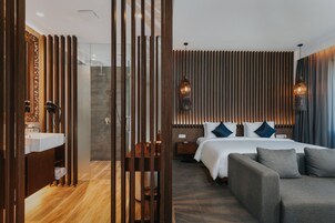 Cabezal de ducha tipo lluvia, secador de pelo, batas, pantuflas