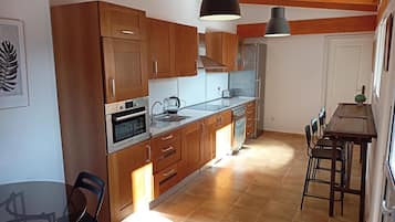 Fridge, microwave, oven, electric kettle