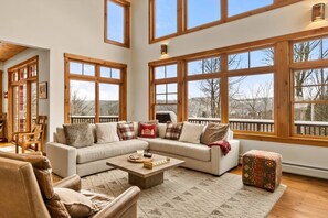 Televisio, takka, videopelejä, työhuone