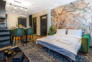 华丽公寓, 1 间卧室 | 高档床上用品、迷你吧、客房内保险箱、办公桌