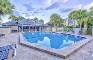 Pool area with Heated pool and spa.  - Escape at Sun Beach Club NSB (New Smyrna Beach)