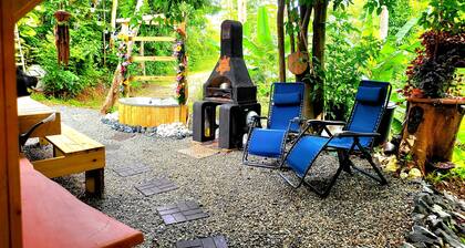 Secluded Jungle Cabin with outdoor tub, Sky Light and Fire Pit in Rincón