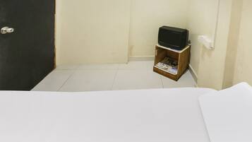Desk, laptop workspace, free WiFi, bed sheets