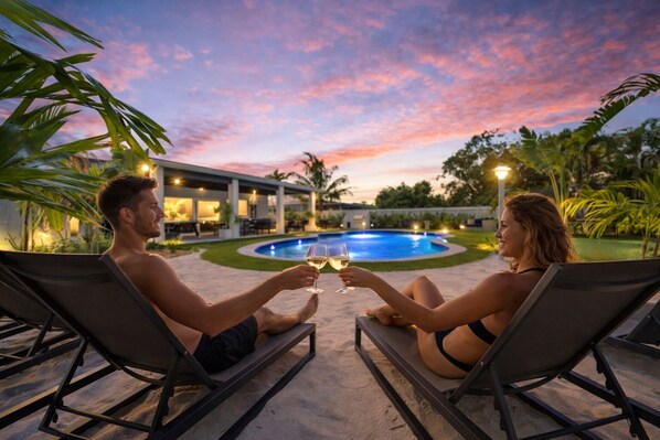 Outdoor pool, a heated pool