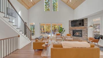 Smart TV, fireplace, video games, ping pong