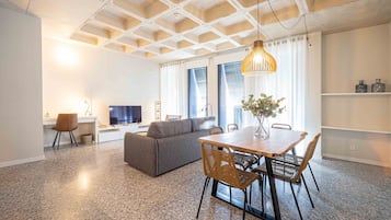 Een 56-inch smart-tv met satellietzenders, een televisie en Netflix