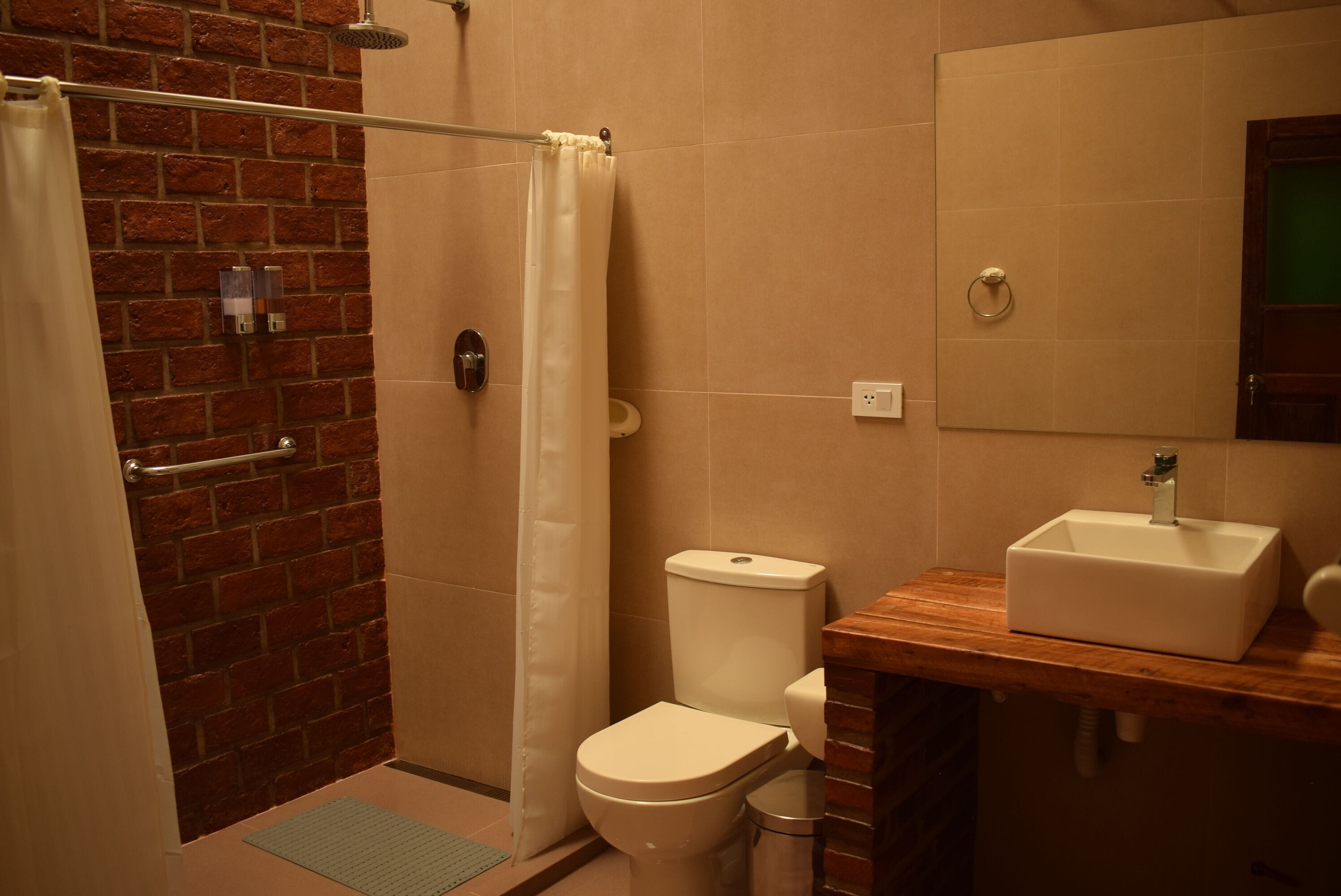 shower, rainfall showerhead, free toiletries, dressing gowns