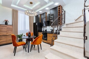 Oven, stovetop, dishwasher, cookware/dishes/utensils - Penthouse Apartment in Vake (T'bilisi)