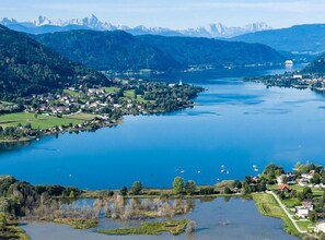 Bungalow | View from property - Bungalow by Lake Ossiach With Mountain Views (Steindorf am Ossiacher See)