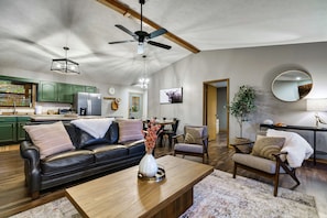 Smart TV, fireplace, video games, foosball