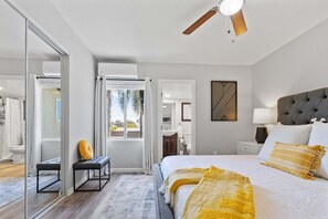 5 bedrooms, desk, blackout curtains, iron/ironing board