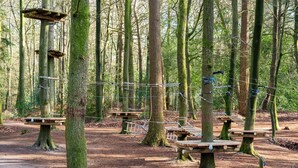 A forested area with wooden platforms and rope bridges. - Cosy Holiday Home in Appelscha With Garden (Appelscha)