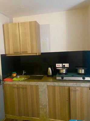 Apartment | Private kitchen | Fridge, microwave, oven, stovetop