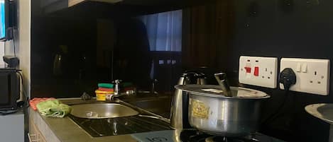 Apartment | Private kitchen | Fridge, microwave, oven, stovetop