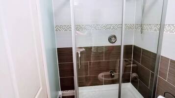 Regadera, secadora de cabello, toallas, papel de baño