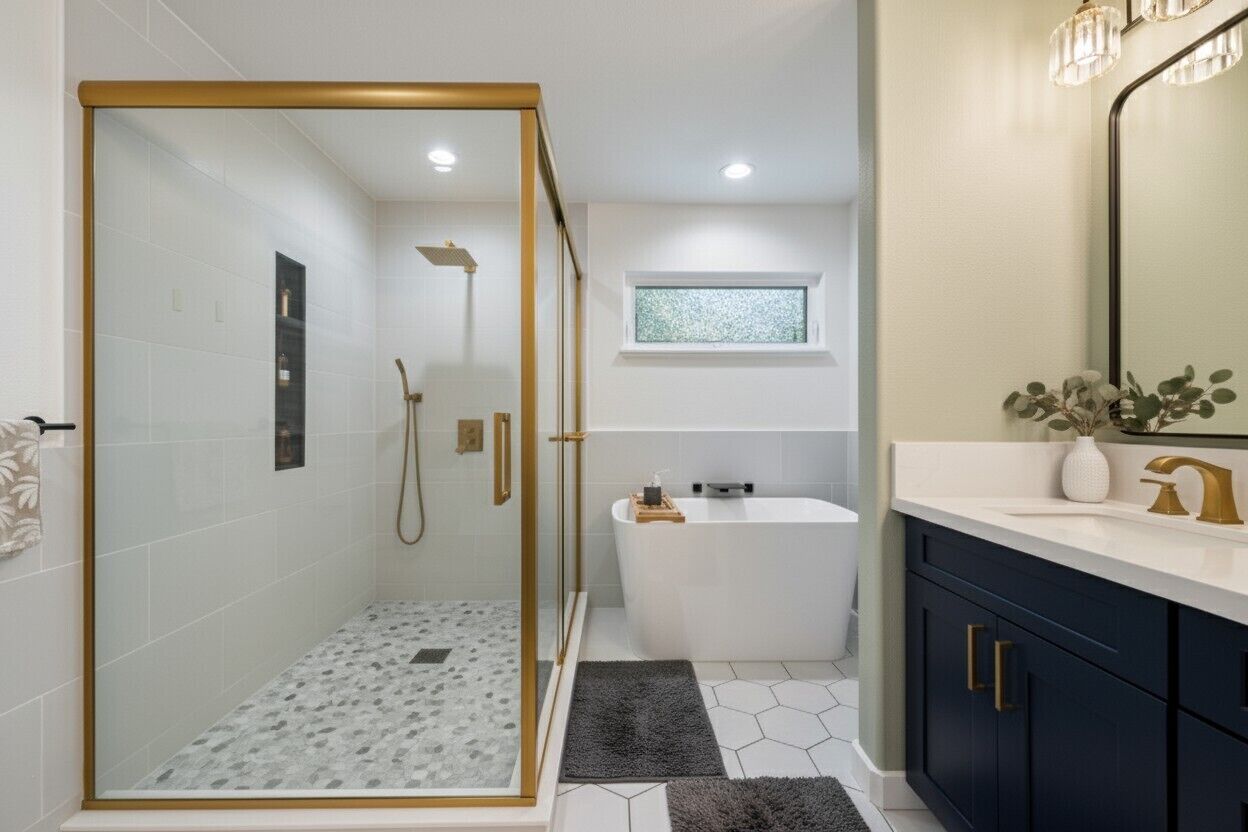 Bathtub, hair dryer, towels