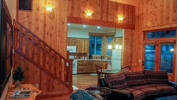 Télévision, cheminée, livres