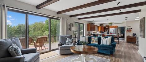 Smart TV, caminetto, lettore DVD, tavolo da ping pong