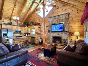 Smart TV, fireplace, video games