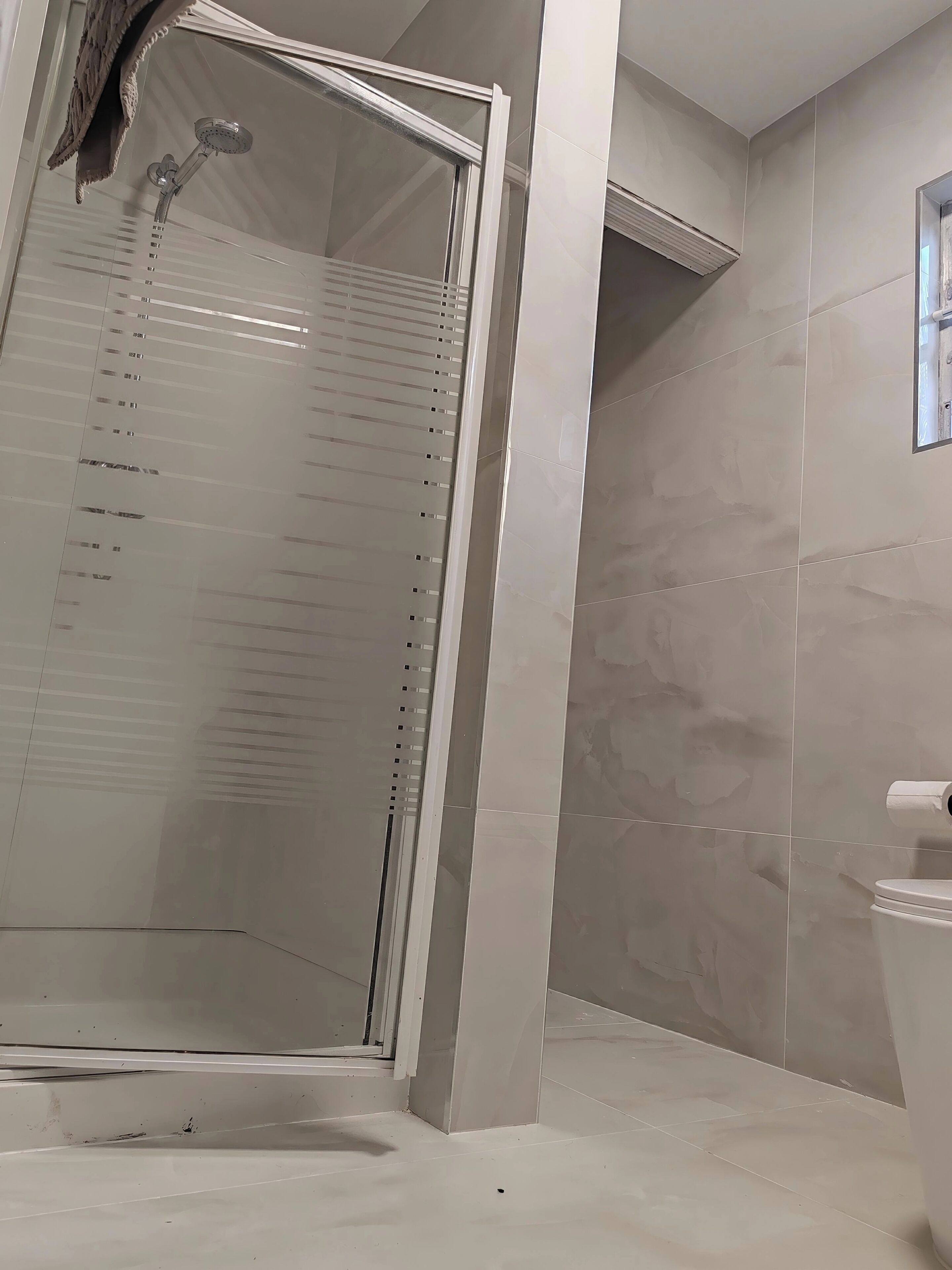 Shower, bidet, towels, soap