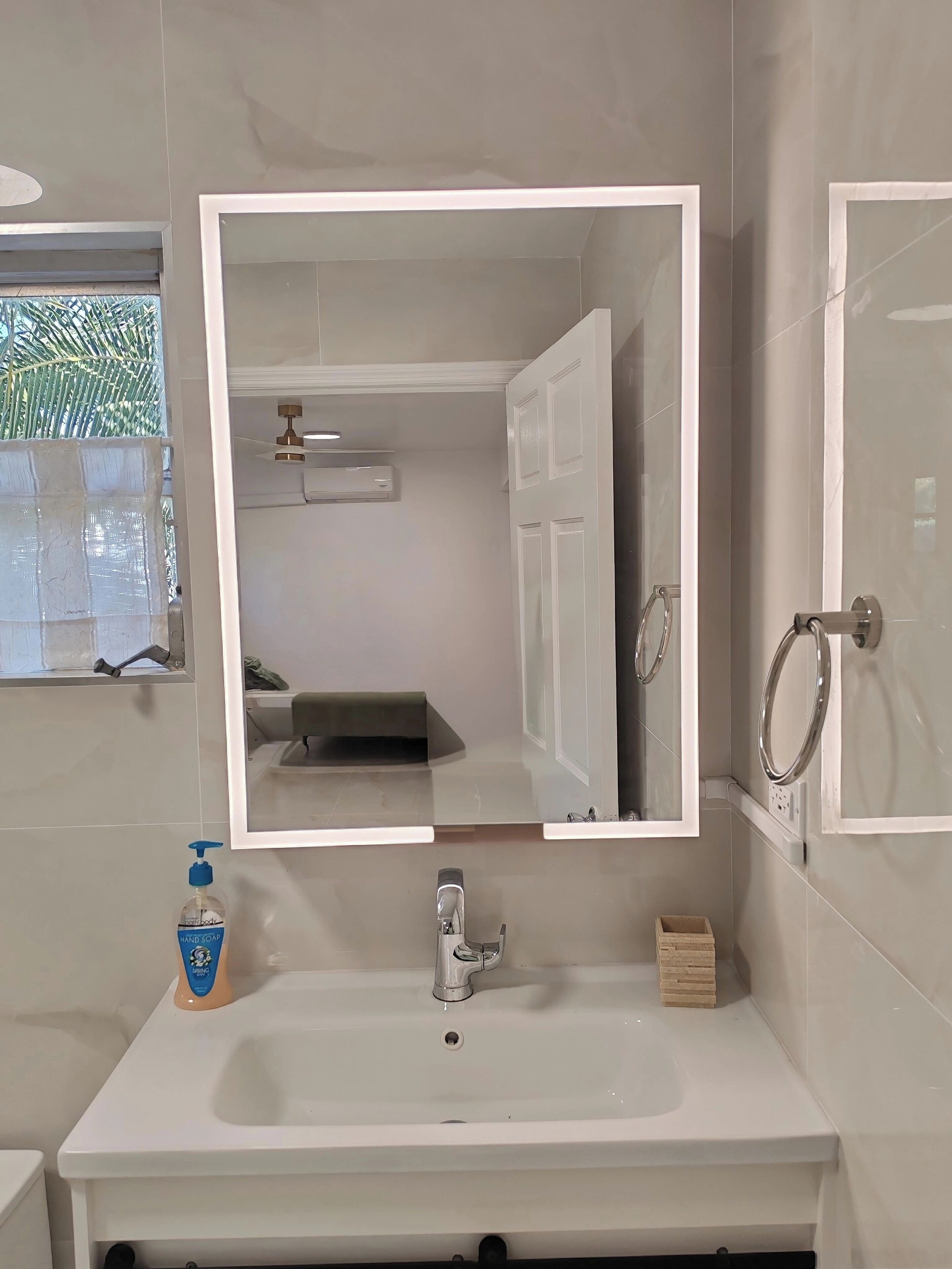 Shower, bidet, towels, soap