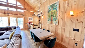 Smart TV, fireplace, table tennis, books