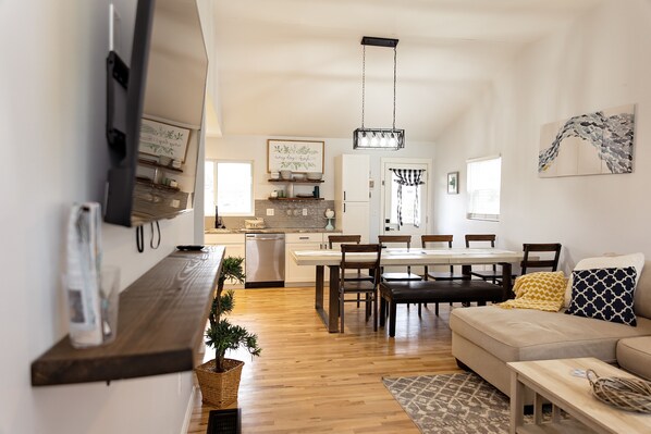 Smart TV, video games, DVD player, foosball