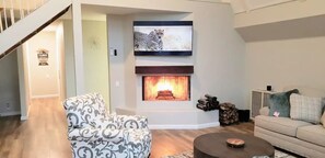 Smart TV, fireplace, foosball, table tennis