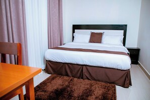 Hypo-allergenic bedding, desk, laptop workspace, free WiFi