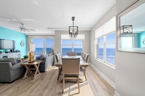 Interior - This 8th-floor 3BR/3BA beachfront condo in Daytona Beach Shores offers stunning ocean views. Steps from the Atlantic Ocean, enjoy the beach, pool, or jacuzzi, then watch sunsets over the Intracoastal and downtown from your private balcony. (Daytona Beach Shores)