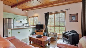 Smart TV, fireplace, DVD player