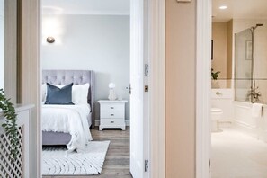 Bathtub, hair dryer, towels