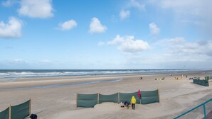 A beach with a clear sky, sand, and a few people. - Banc des Flandres - Appt proche plage (Bray-Dunes)