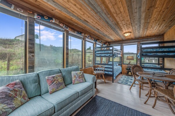 Flat-screen TV, DVD player