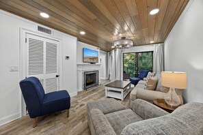 TV, fireplace