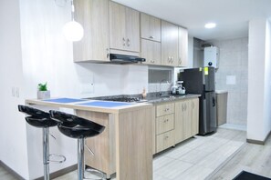 Basic Apartment | Private kitchen | Full-sized fridge, microwave, stovetop, dishwasher - EDIFICIO CAMILA (Manizales)