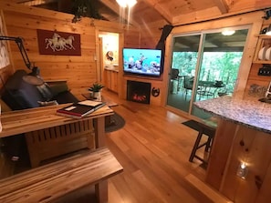 TV, fireplace