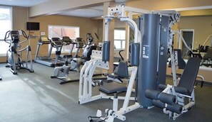 A gym with various exercise machines, including treadmills and weight stations. - Centrally Located Studio just minutes from Granby, Colorado (Granby)