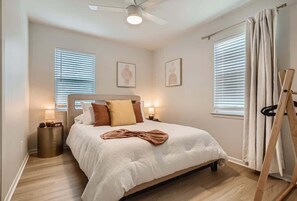 2 bedrooms, iron/ironing board, travel cot, WiFi