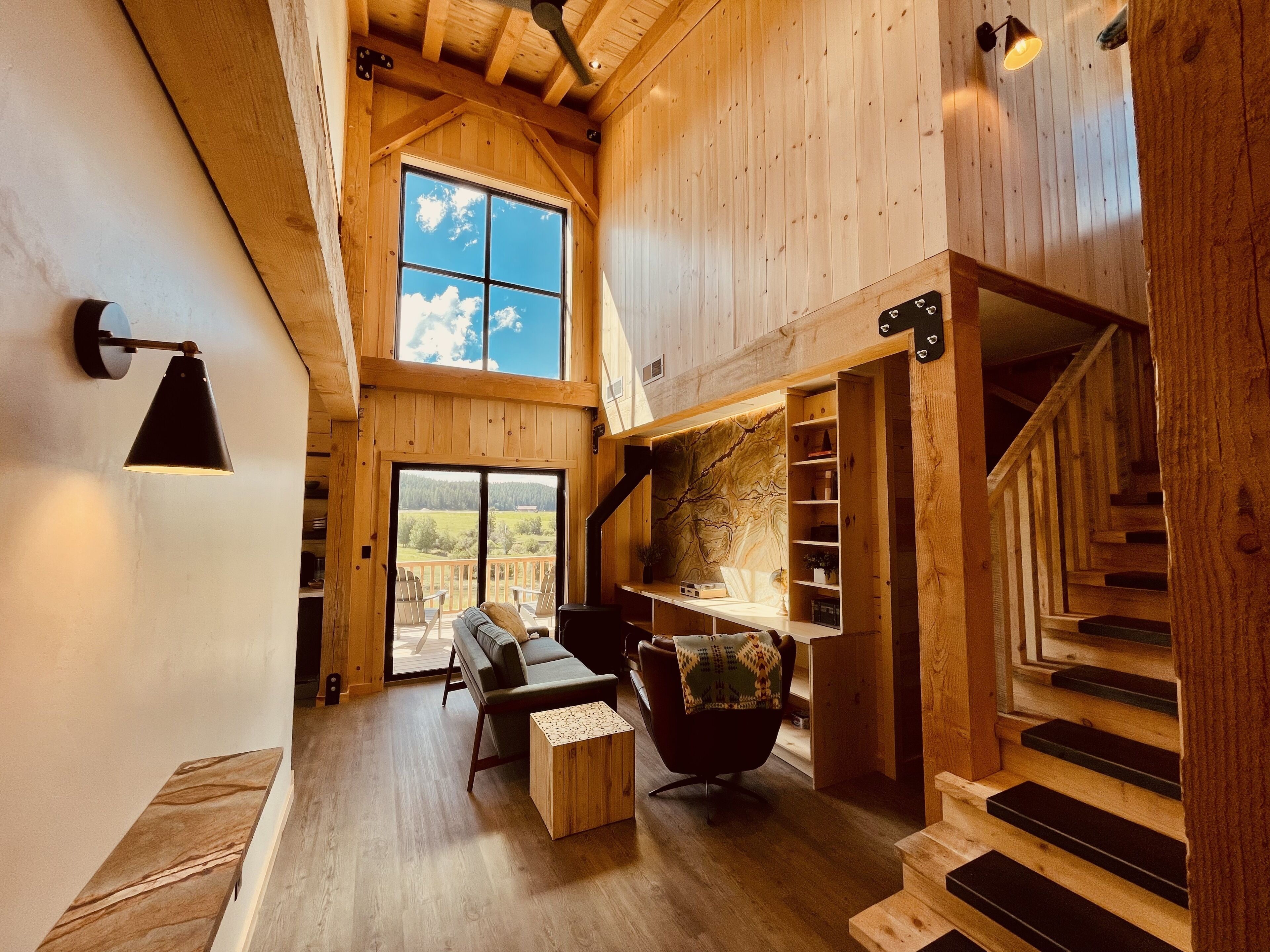 Cabin Cao cấp, 2 giường cỡ queen, quang cảnh sông | Khu phòng khách